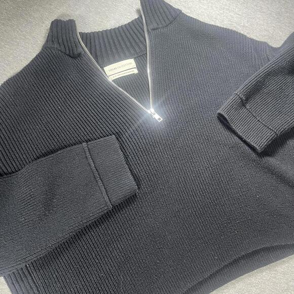 Urban Outfitters Black Ribbed Half-Zip cropped Sweater  Womans Size Medium - Picture 3 of 6